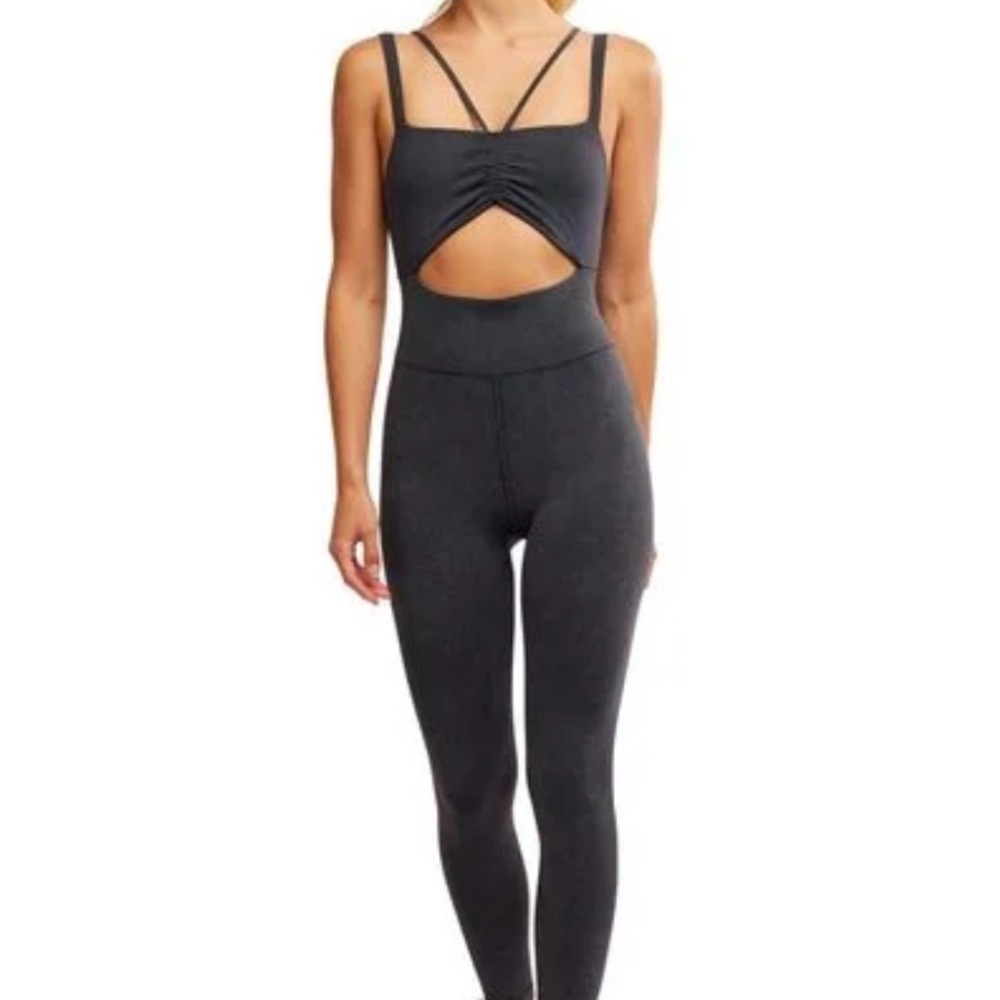 FREE PEOPLE MOVEMENT NAVY CUTOUT JUMPSUIT